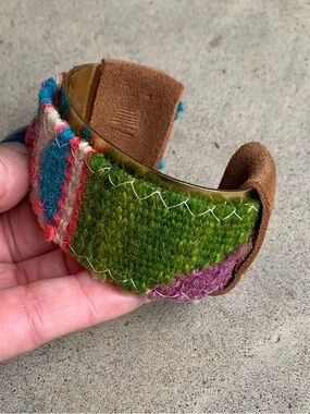 Blair Handcrafted Multicolor Brass and Suede Cuff Bracelet